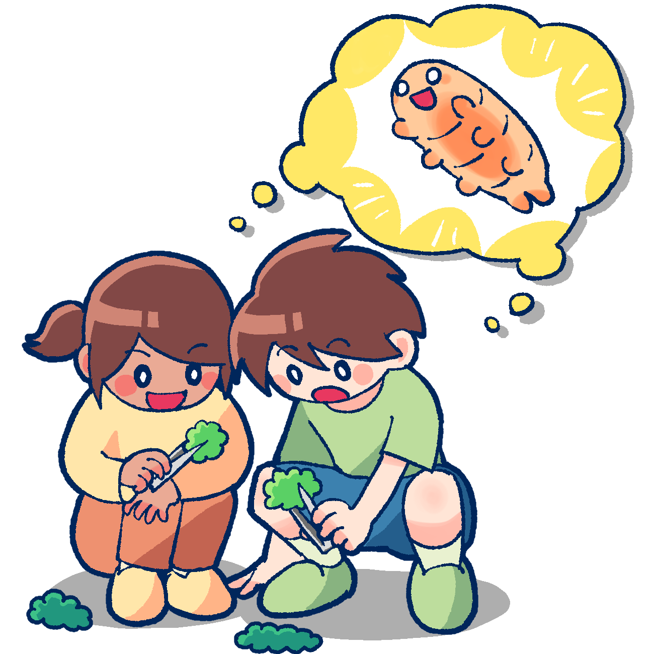 コケを探す子供たち